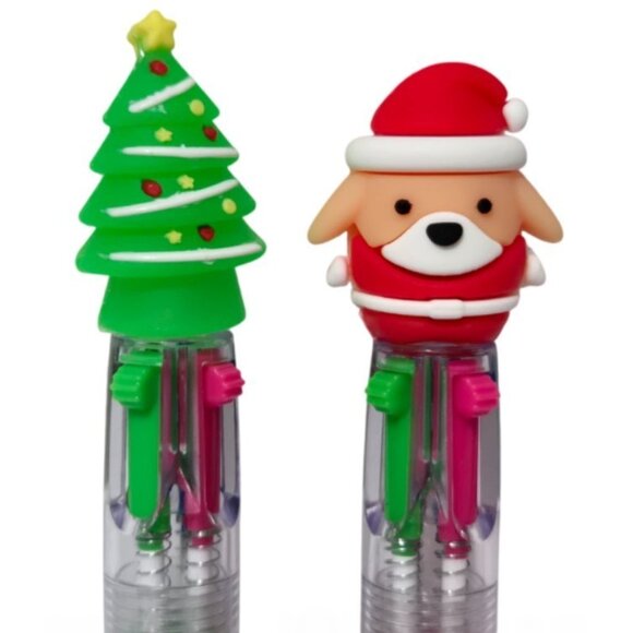 2Pc Mini 4-Color Click Switchable Christmas Ballpoint Pens(Red/Green/Blue/Pink) - Picture 2 of 6